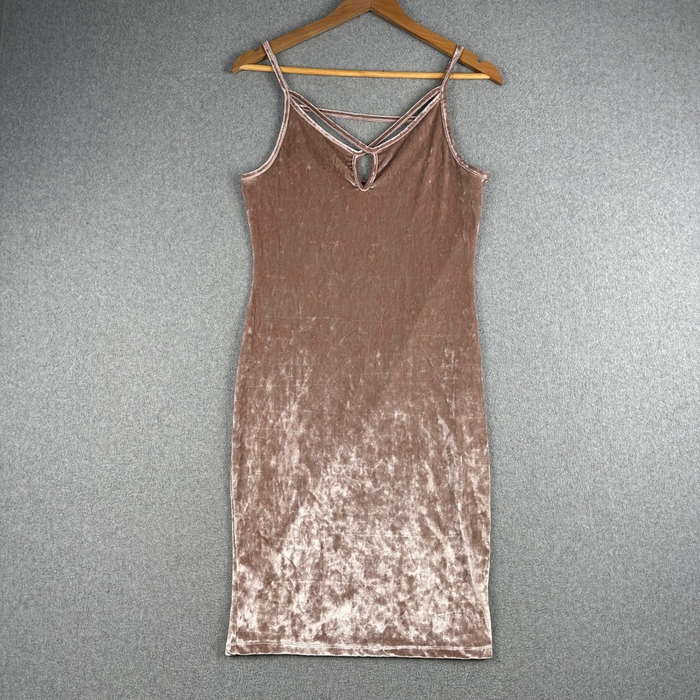 Popular Basics Dress Womens L DA6100 Pink Velvet Strappy Popular Basics